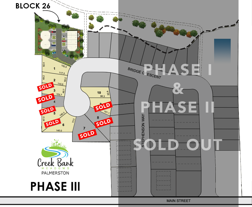 Creek Bank Phase III site plan — Block 26 available