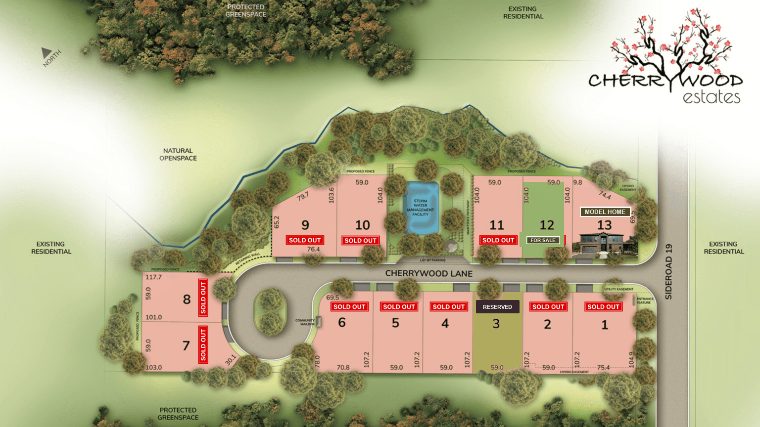 Cherrywood Estates site plan with Lot 12 available