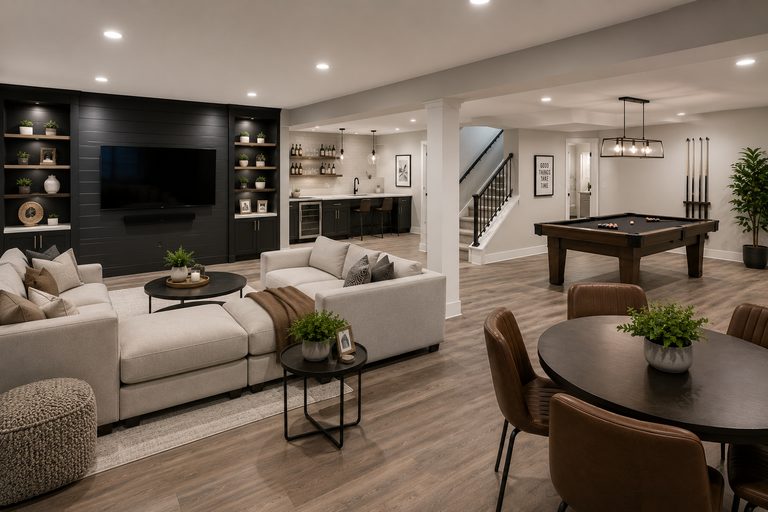 Open-concept living and kitchen