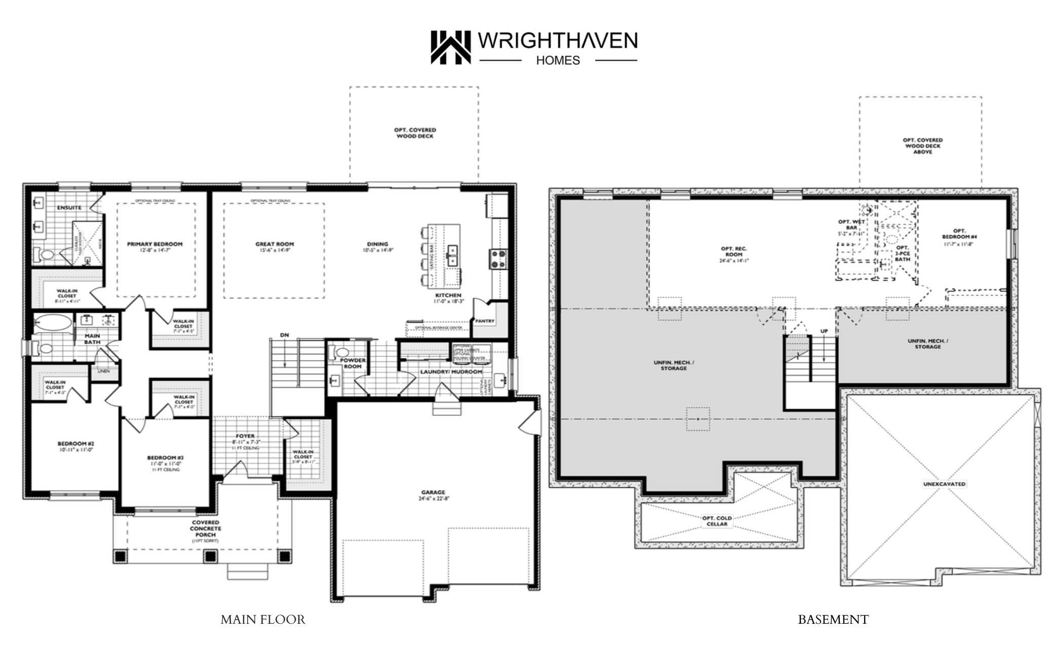 The Lucia floor plan — Main Floor + Basement