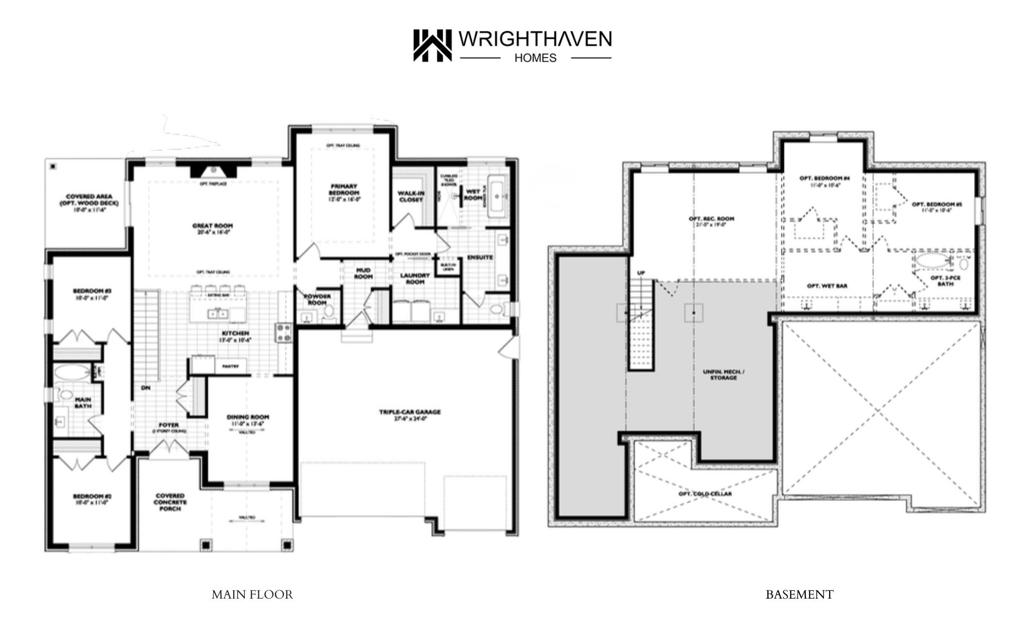 The Melrose floor plan — Main Floor + Basement