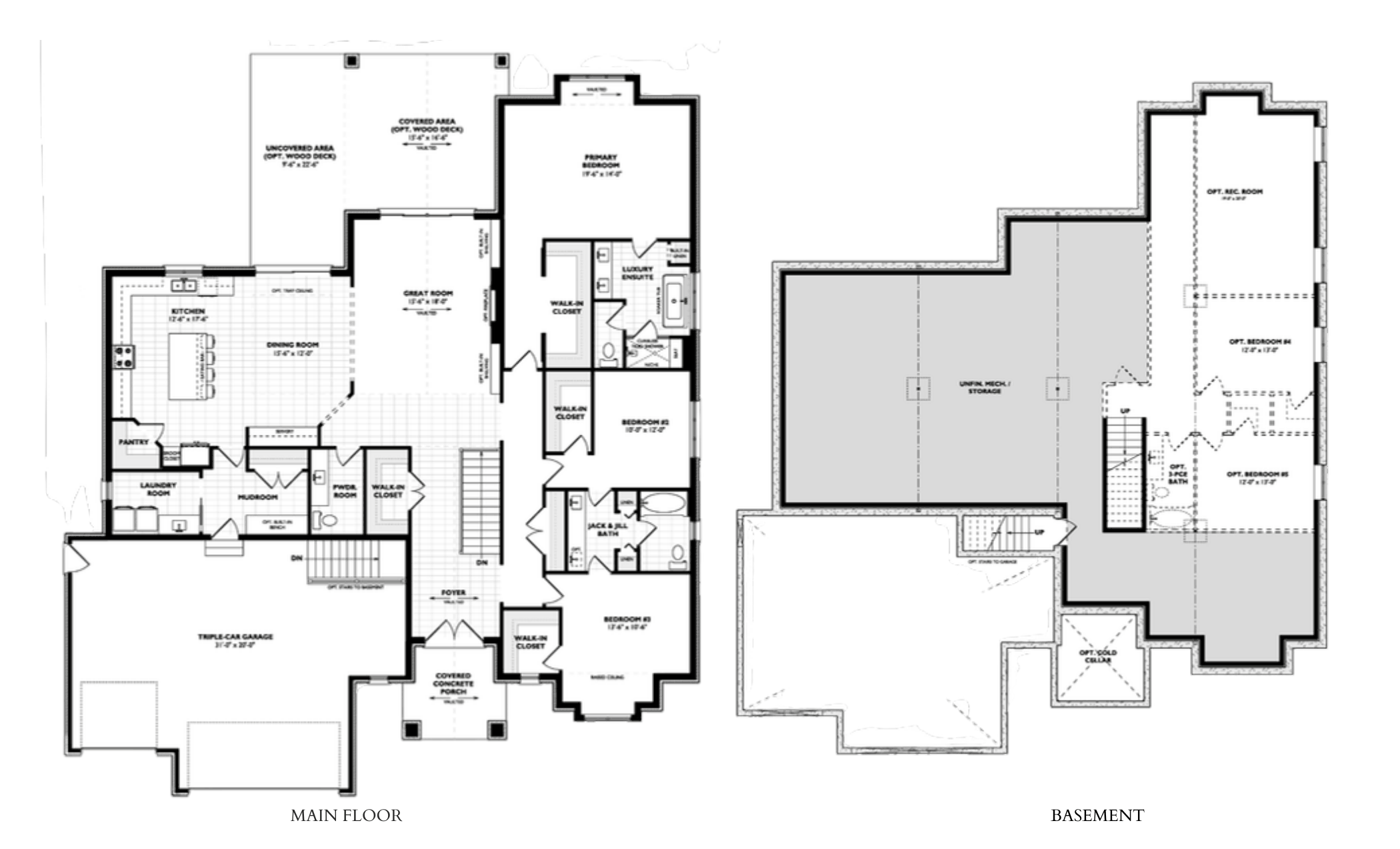 The Monaco floor plan — Main Floor + Basement