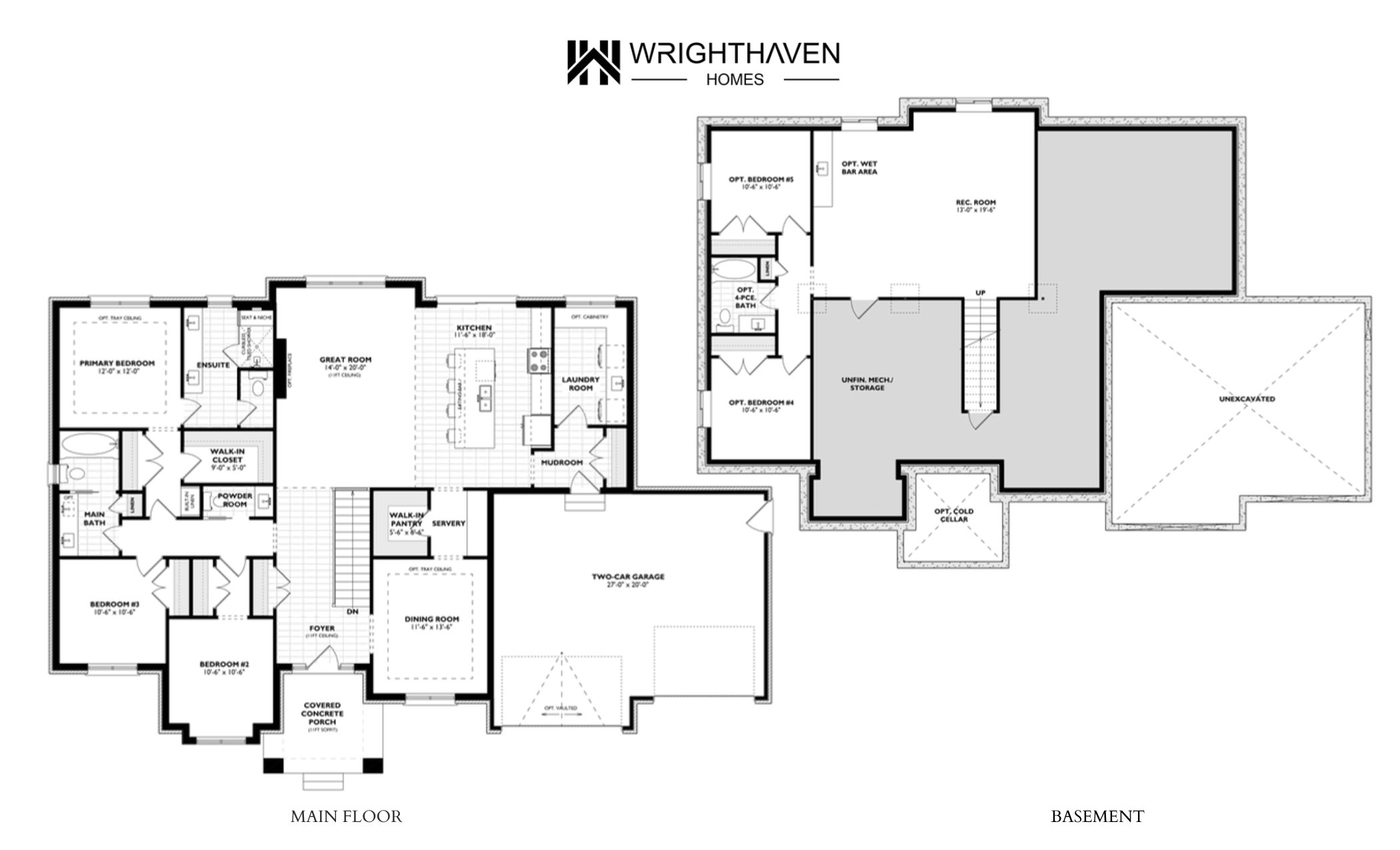 The Monterey floor plan — Main Floor + Basement