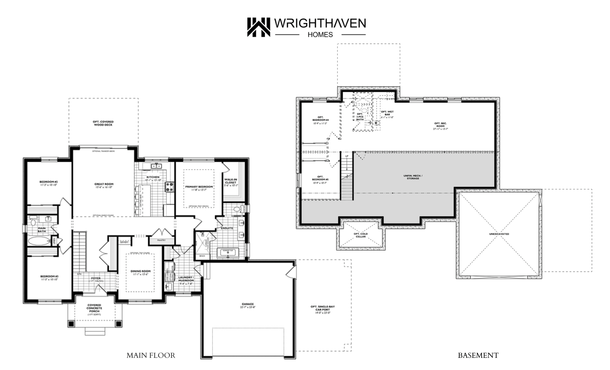 The Sacramento floor plan — Main Floor + Basement