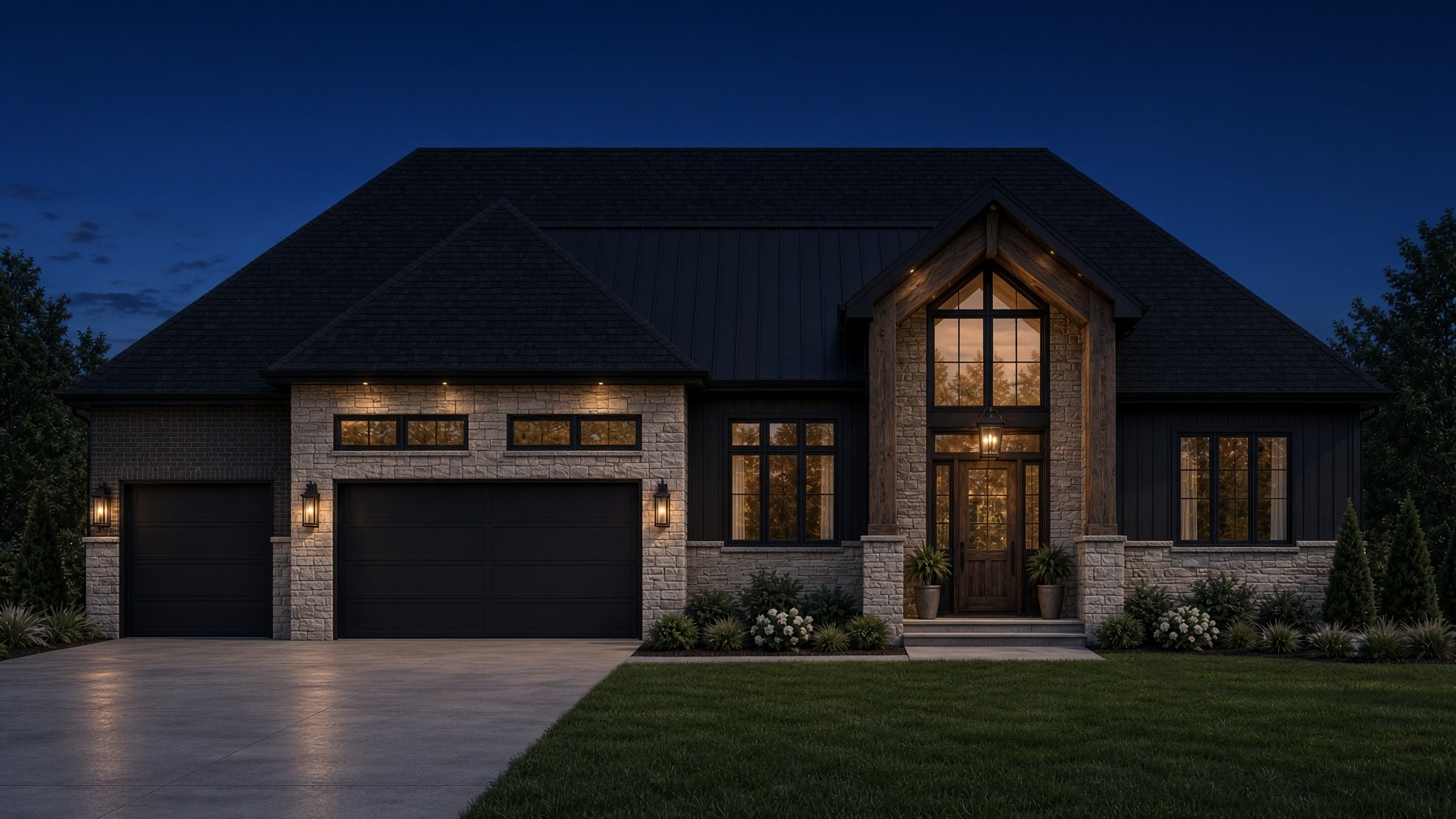 The Florence exterior rendering at dusk