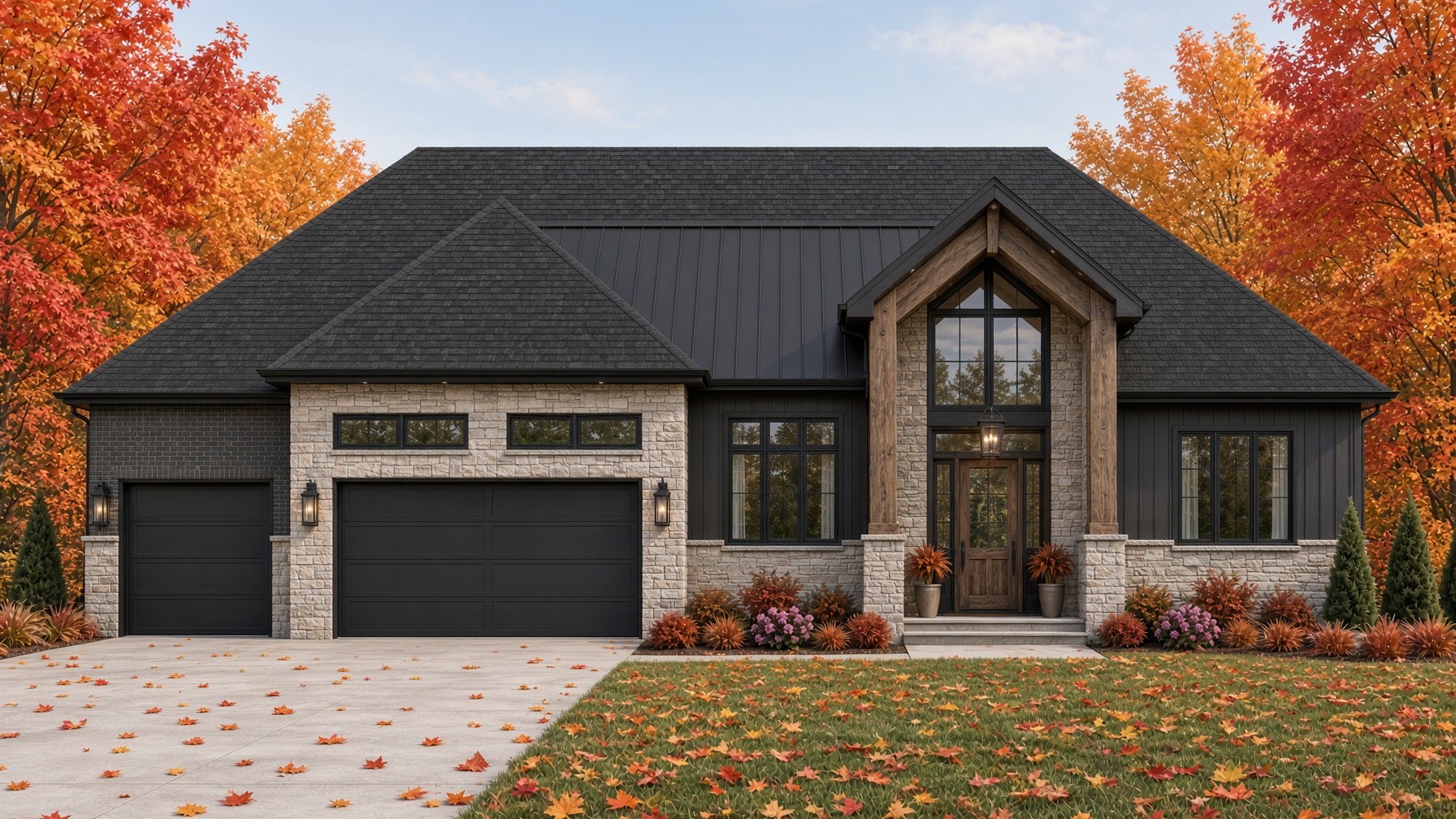 The Florence exterior rendering in fall