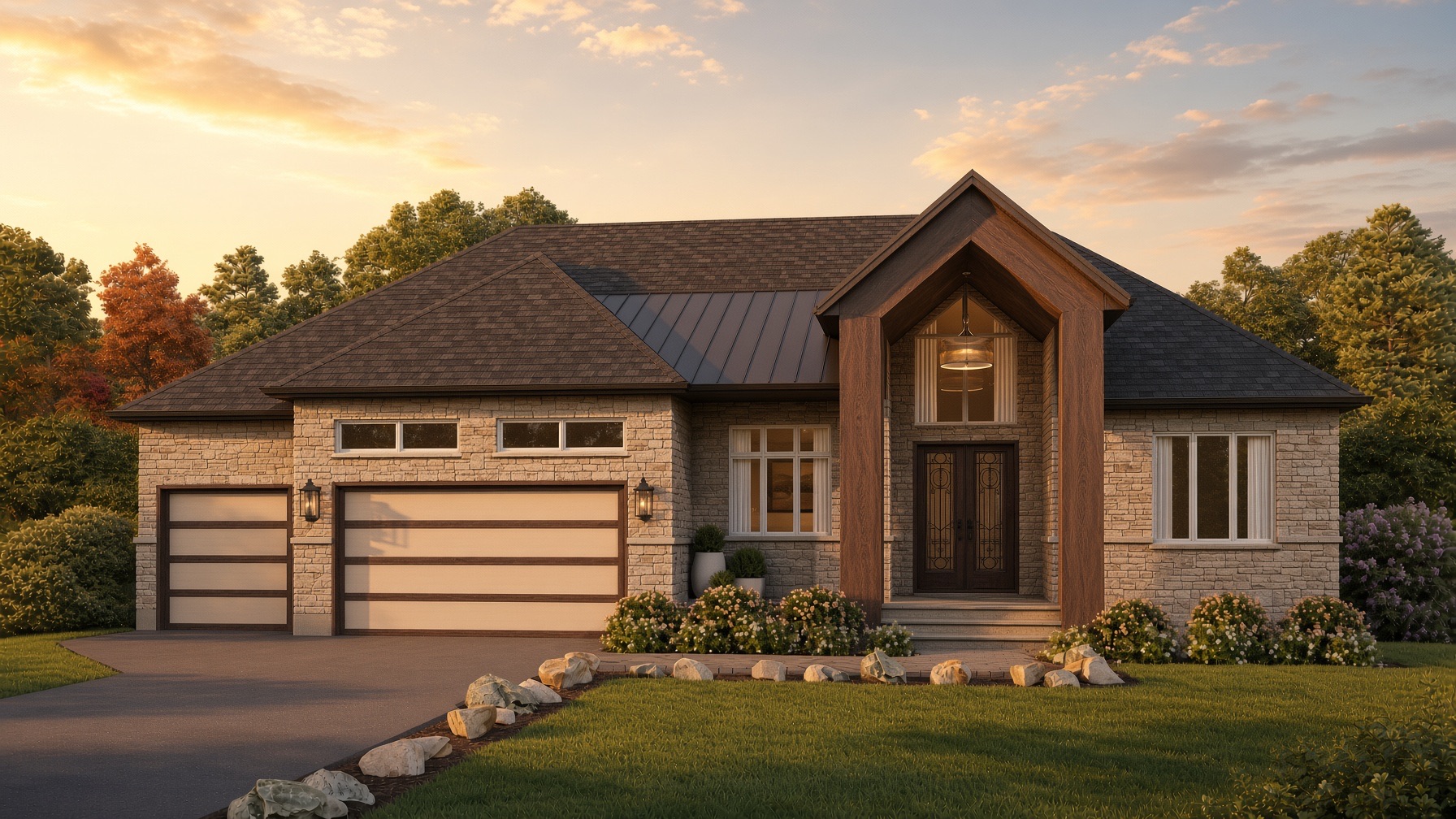 The Florence exterior rendering at golden hour