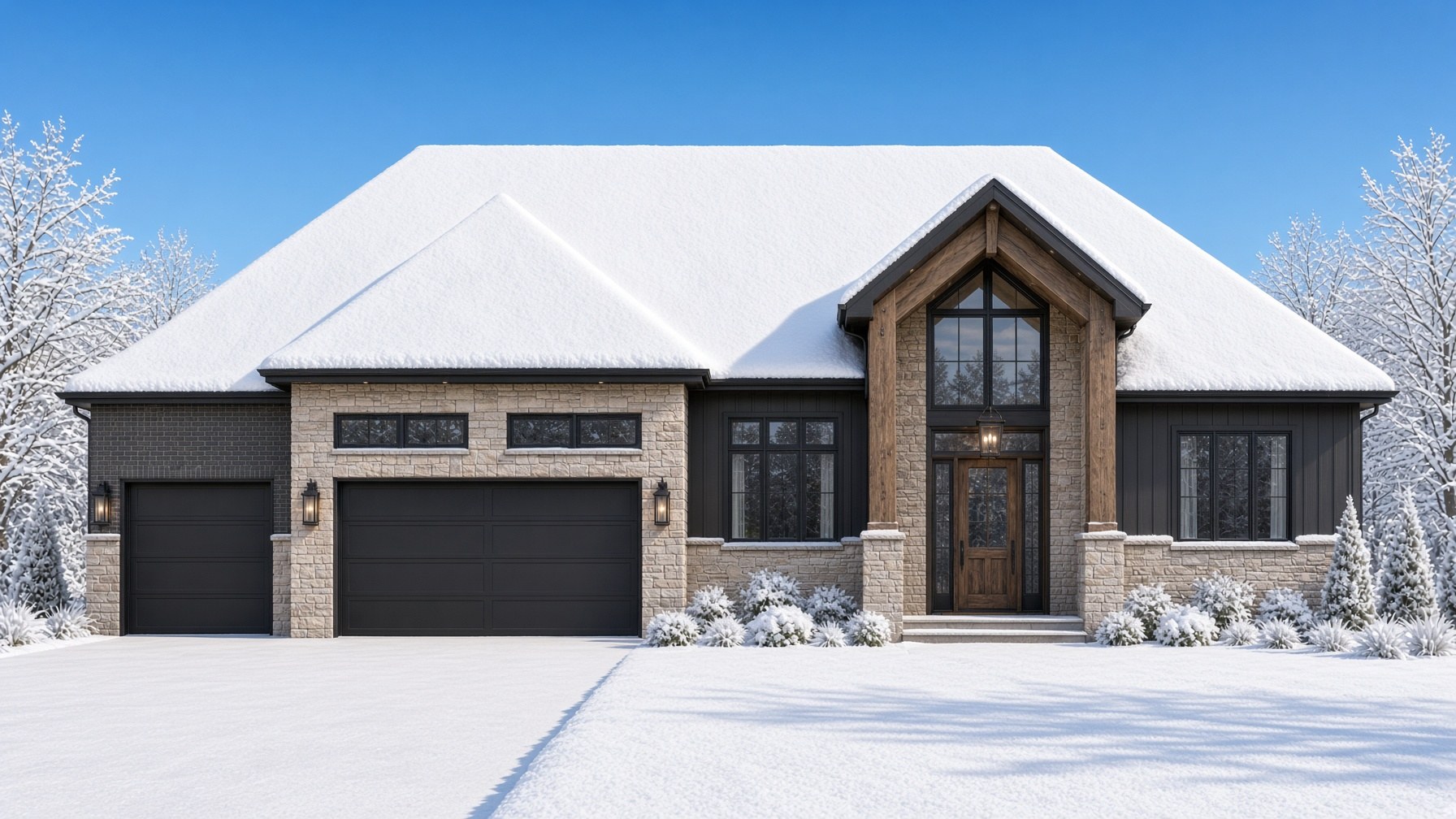 The Florence exterior rendering in winter