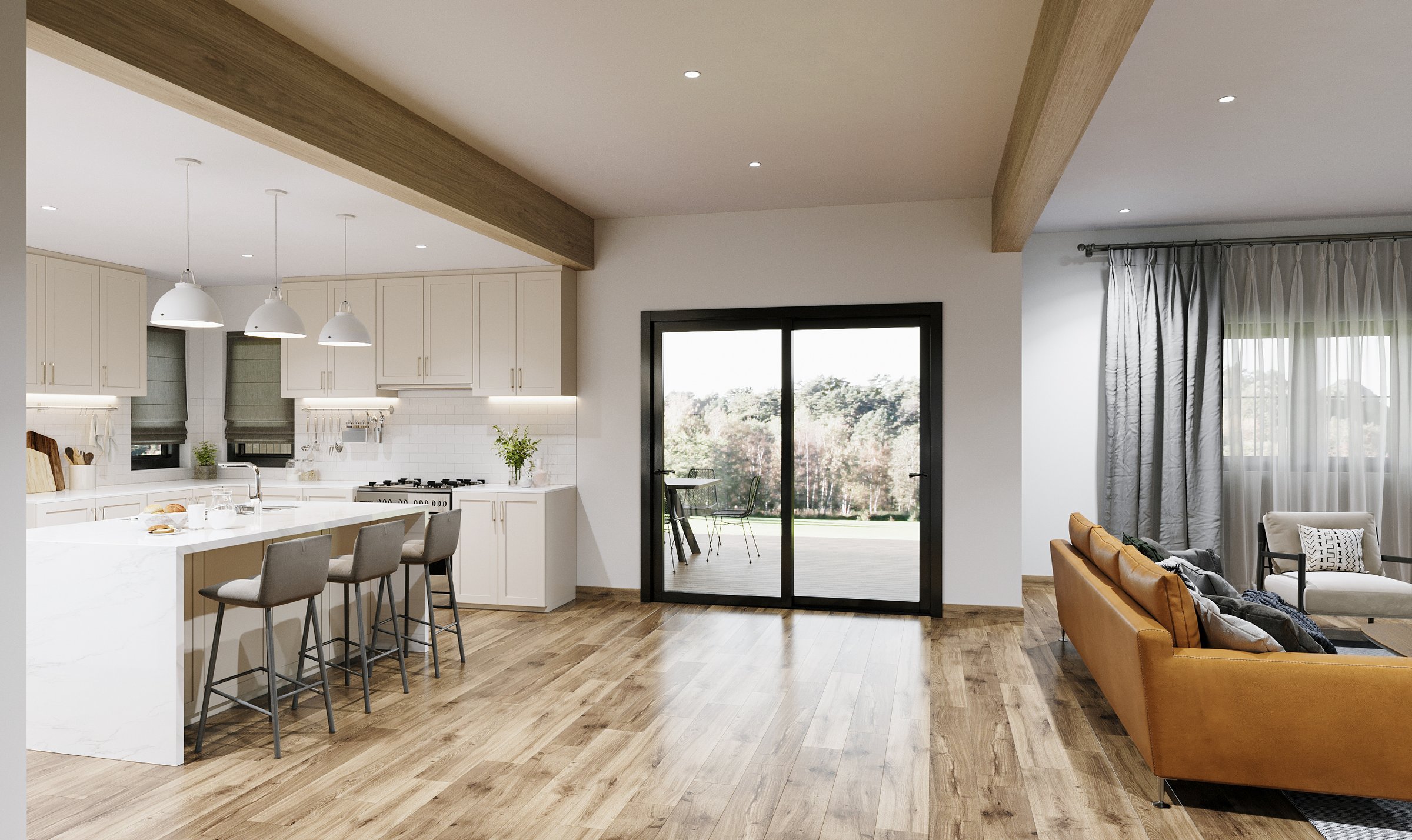 Magnolia kitchen and living, Creek Bank Meadows
