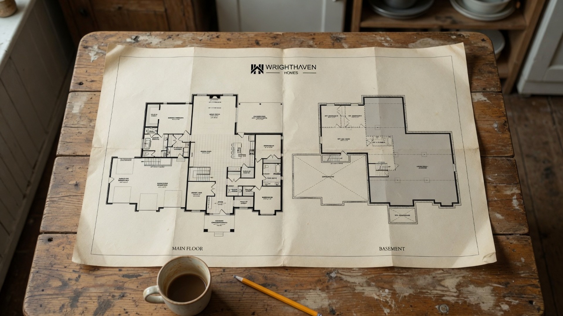 The Adelaide floor plan from Pasture Edge, laid out on a kitchen table