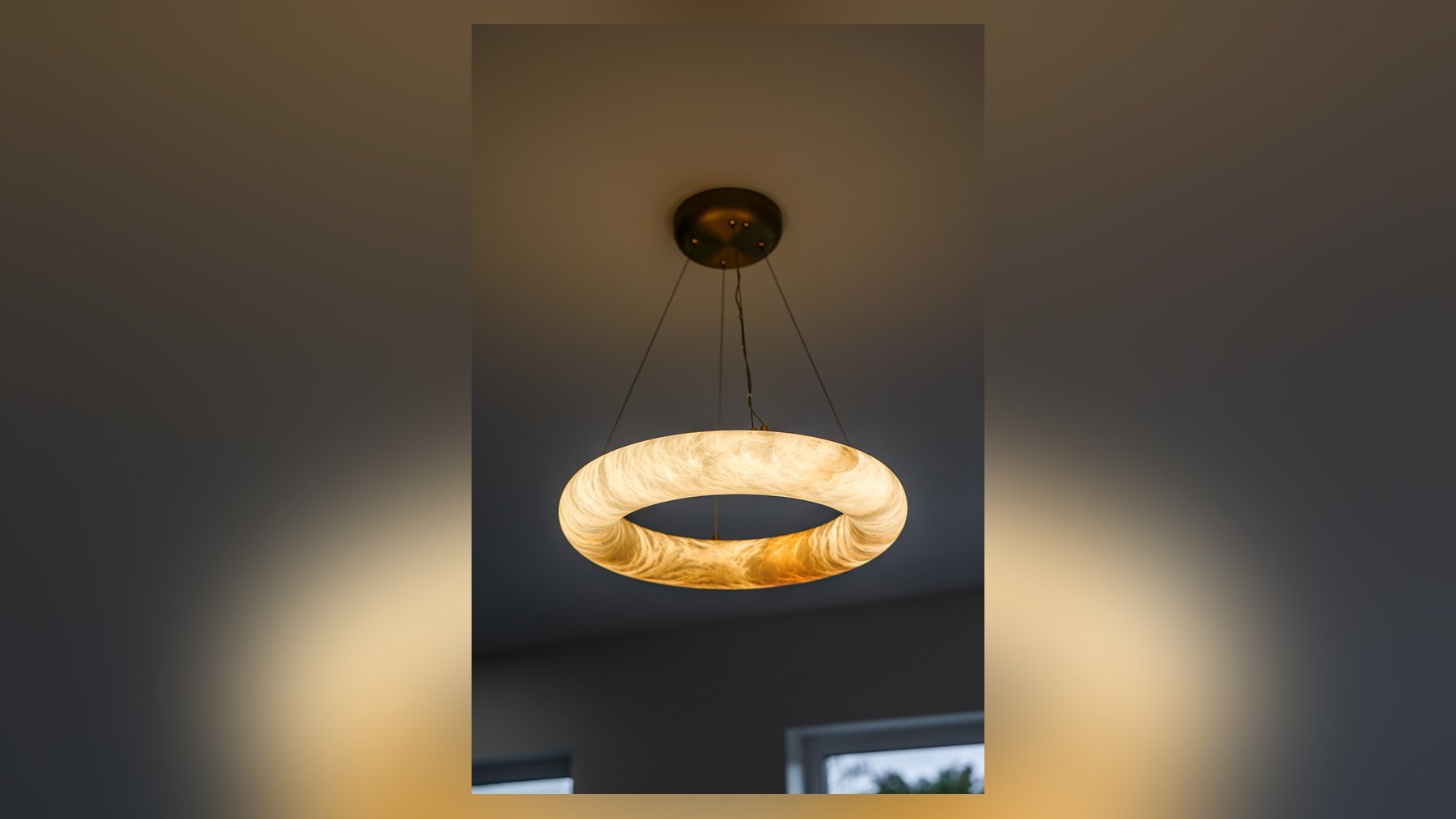 Custom alabaster ring pendant lighting