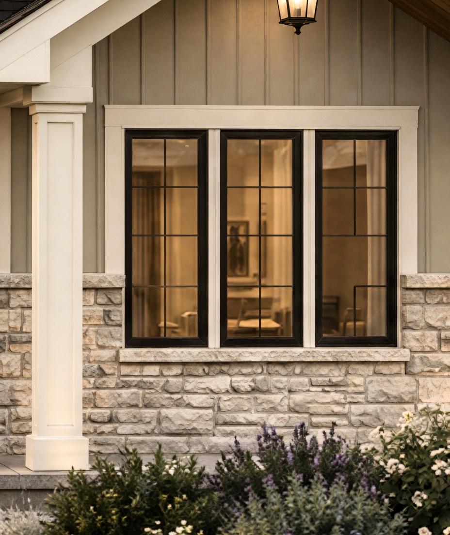 Stone exterior wainscot at The Pines